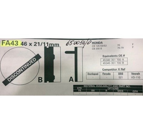 PASTIGLIE EBC FA43 (650056)
